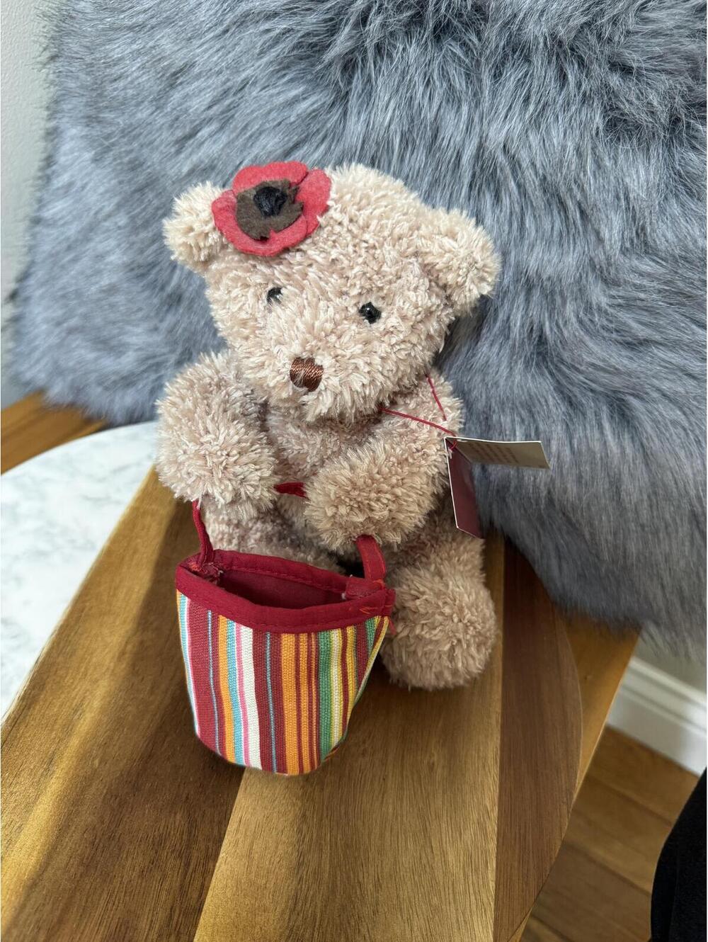 Vintage Bath & Body Works Poppy  Brown Teddy Bear Plush with Tote Bag 8" NWT